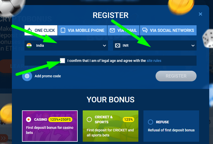 Login and register at Mostbet